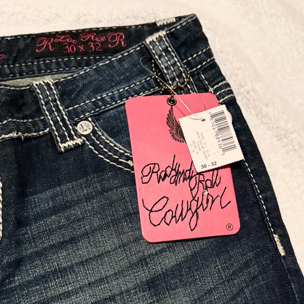 Rock & Roll Cowgirl Dark Blue Skinny Jeans Low Rise - Picture 3 of 5